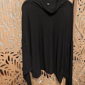 We The Free Black Ribbed Hoodie with Metal Logo